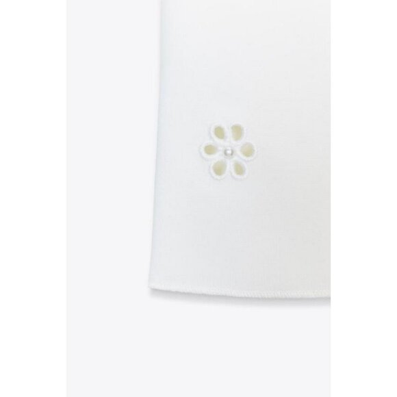 ZARA FLORAL EMBROIDERED STRETCH TOP - Picture 6 of 6